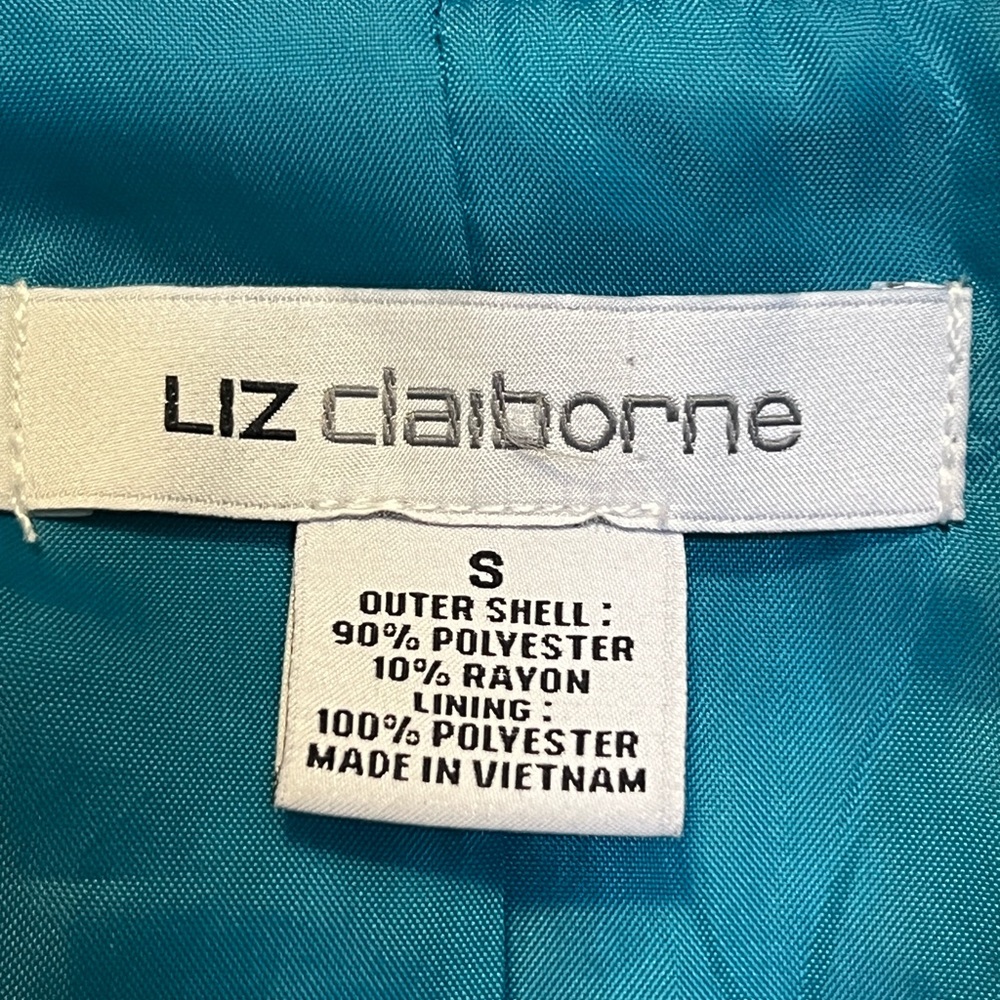 Sz Sm Liz Claiborne Teal Blue short double breasted jacket - Picture 11 of 12